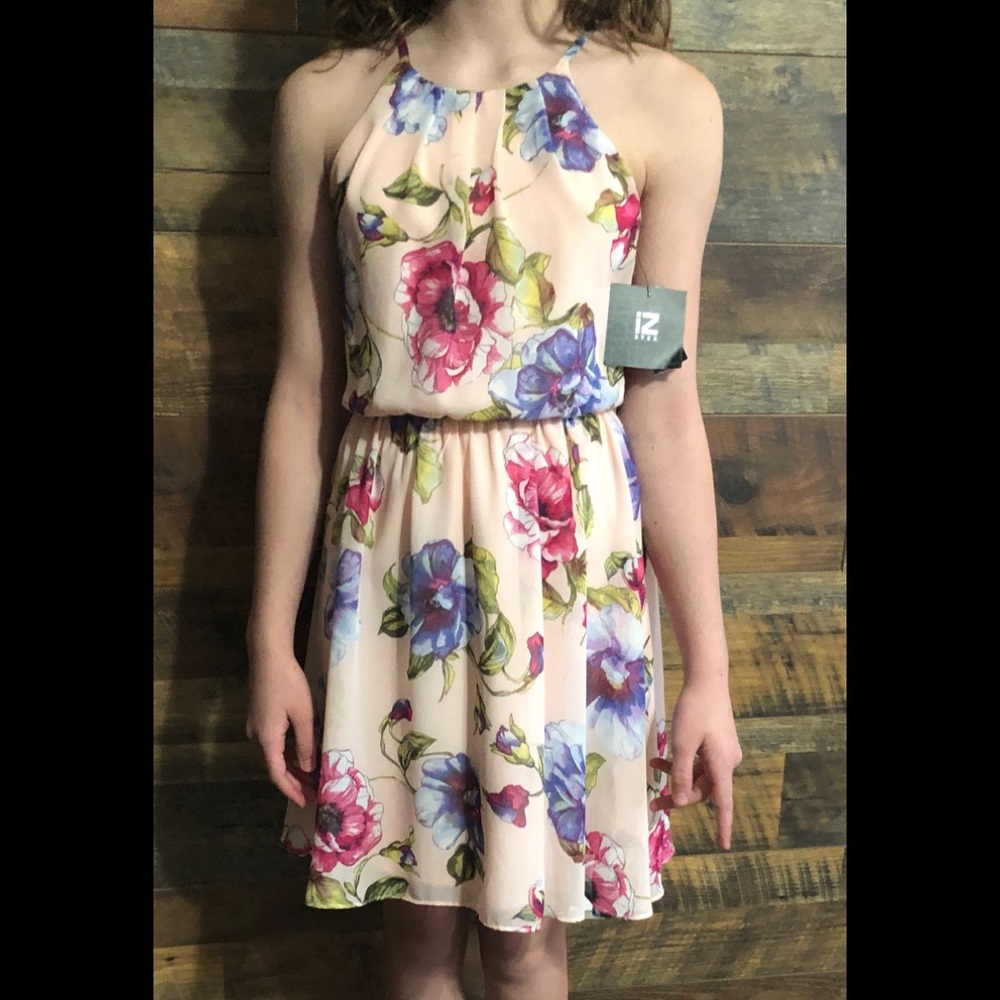IZ Byer dress, Color-Light peach flower print.